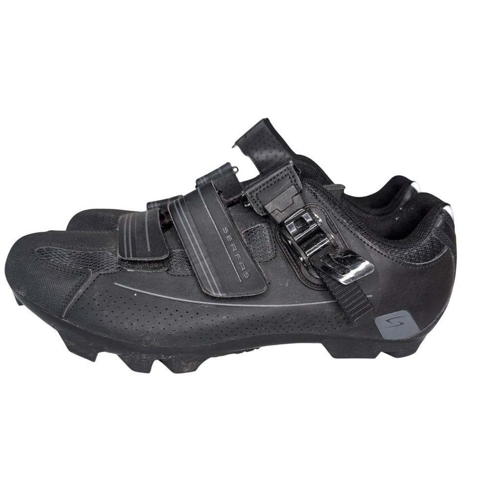 Serfas Switchback Clipless Cycling Shoes Men 9.5 EU 43 SPD MTB Trail Spin Black - Picture 2 of 10